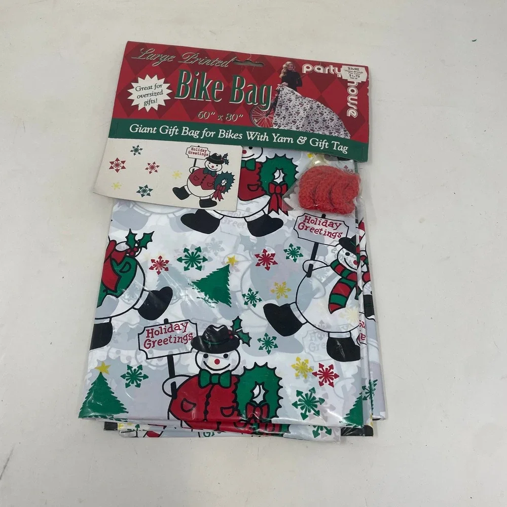 Party House Giant Christmas Bike Bag Snowman Holiday Gift Wrap 60x80 NIP